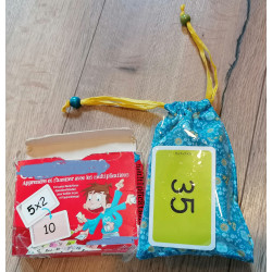 Exemple utilisation Pochon upcyclé pour ranger les cartes de jeu