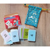 Exemple Exemple utilisation Pochon upcyclé pour ranger les cartes de jeu