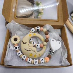 Coffret de Naissance : Attache tétine et Anneau de dentition