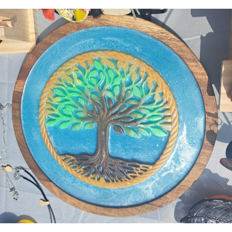 arbre de vie sur plateau en bois