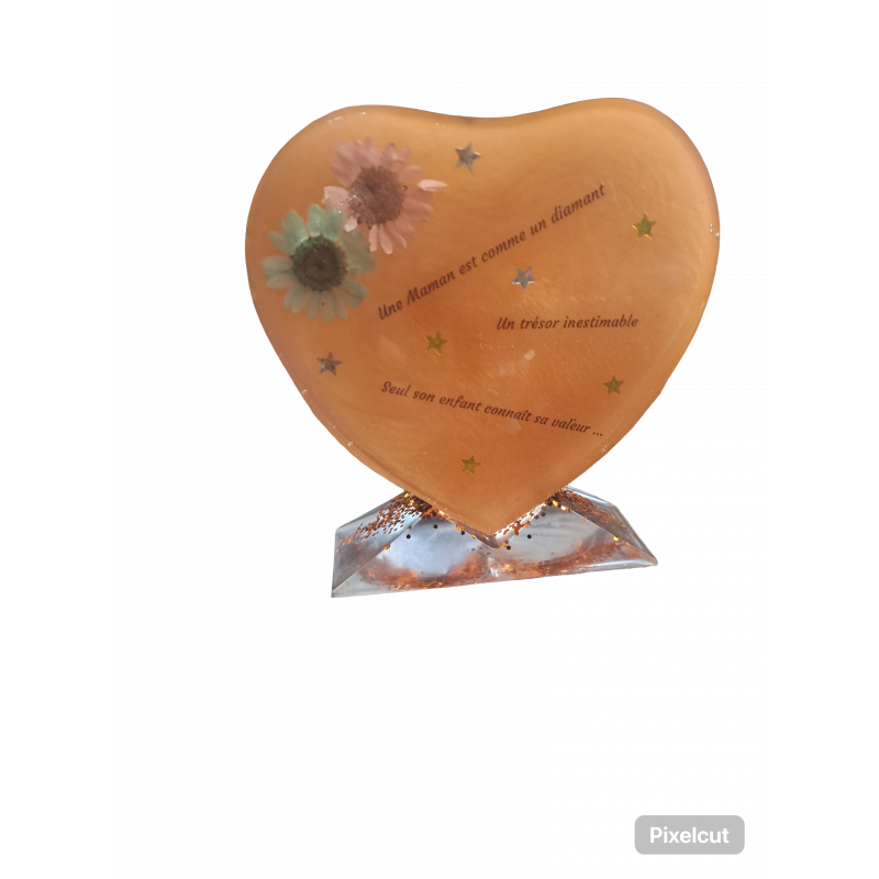Coeur sur socle "Maman"