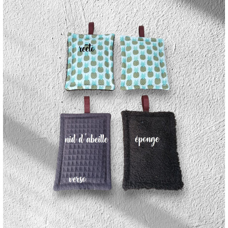 Eponges lavables en lot de 2, modèle ananas