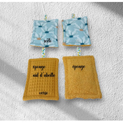Eponges lavables en lot de 2, modèle marguerites 