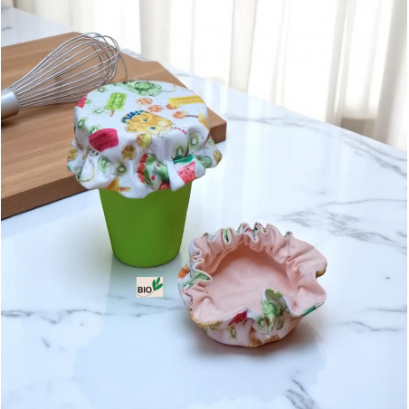 Charlotte couvre verre coton bio, modèle vacances