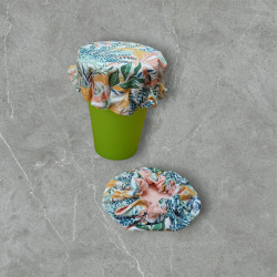 Charlotte couvre verre coton bio, modèle feuillage