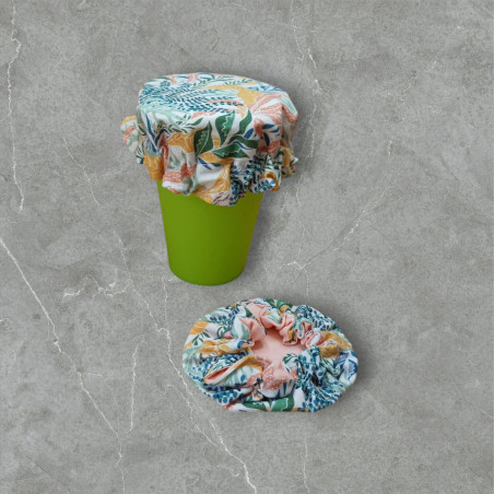 Charlotte couvre verre coton bio, modèle feuillage