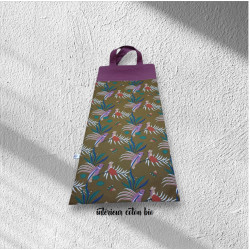 Sac à pain, à baguettes motif perroquets fond bronze