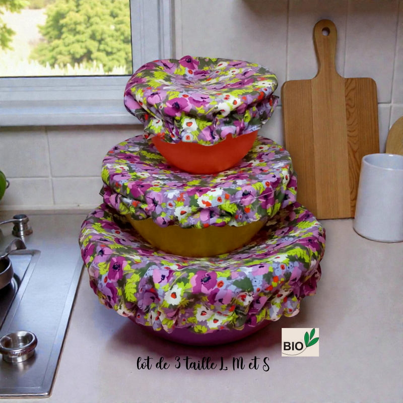 3 Charlottes couvre plat coton bio