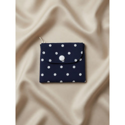 Petite pochette upcyclée bleu nuit à pois blancs