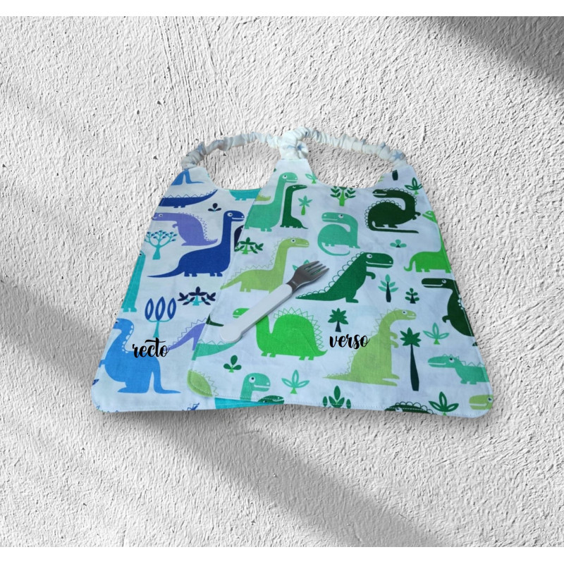 Serviette de table enfant dinosaures verts et bleus