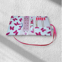 Pochette à bijoux modèle papillons fuchsia 