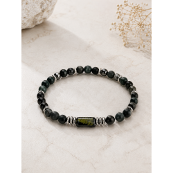 Bracelet homme Eden – agate mousse,obsidienne noire ,hématite & fougère