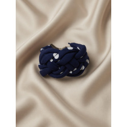 Bracelet en noeud carrick upcyclée bleu nuit à pois blancs