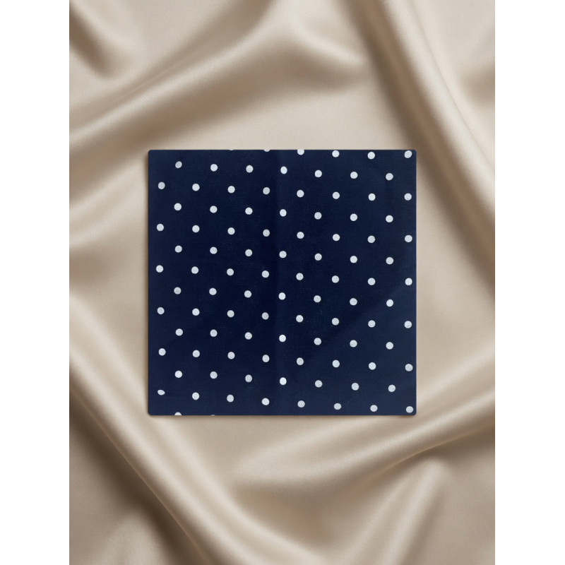 Mouchoir upcyclée bleu nuit à pois blancs