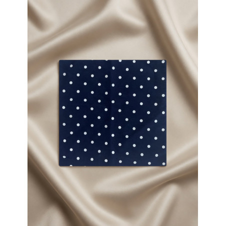 Mouchoir upcyclée bleu nuit à pois blancs