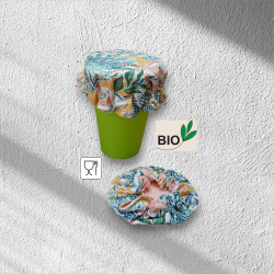 Charlotte couvre verre coton bio, modèle feuillage