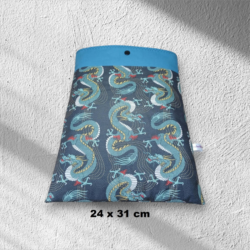 pochette pour livre modèle dragon fond gris