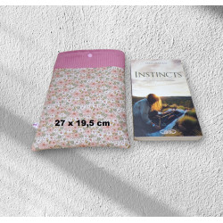 pochette pour livre modèle fleuri velours rose