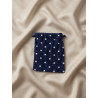 Petite pochette upcyclée bleu nuit à pois blancs 