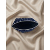 Pochette upcyclée bleu nuit à pois blancs