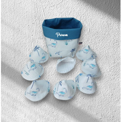 panière et 8 cones anti pipi dinosaures bleus